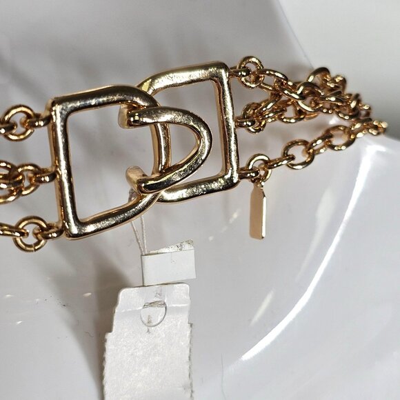 NWT Kenneth Jay Lane Gold-Tone Multi-Strand Chain Necklace Faux Pearls 22" in - Picture 8 of 8